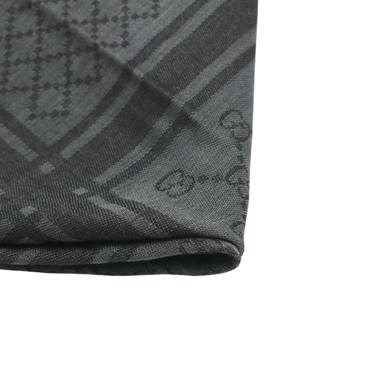 Gucci Graphite/Black Wool/Silk Shawl Diamante GG Print 140x140